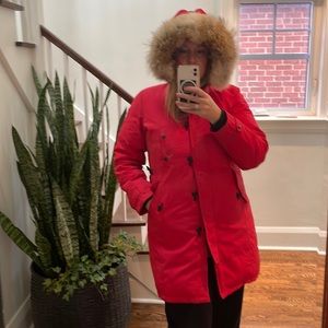 Authentic Canada Goose down jacket with removable fur trim.